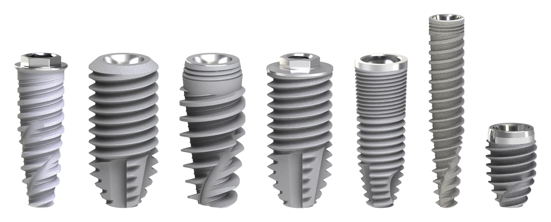 Implantes das linhas Flex Gold, Torq, Flash, EasyGrip, ConectAR, Ptery e Short